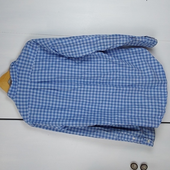 Ralph Lauren Mens Blue Checker Button Down Dress Shirt Preppy Blue PONY Sz.M - Picture 5 of 8